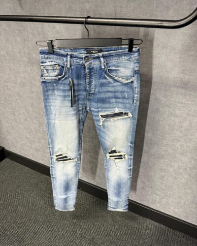 Amiri Blue Jeans Black Ribbels
