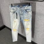 Amiri Blue Jeans Yellow Ribbels