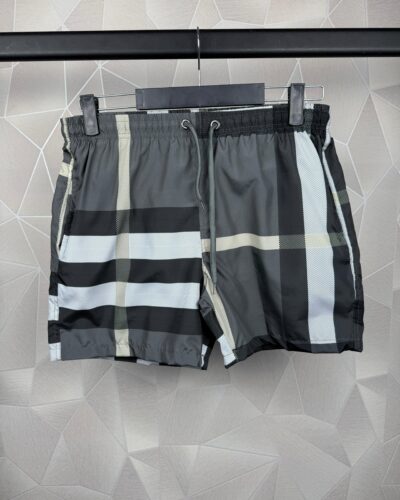 Burberry Dark Grey Check Pattern Swim Shorts