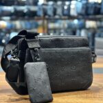 Louis Vuitton Black Monogram Shadow Trio Messenger Shoulder Bag