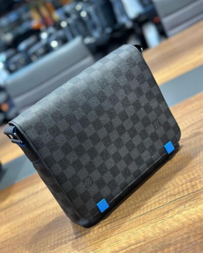 Louis Vuitton Graphite Damier & Blue-Strap Messenger Bag