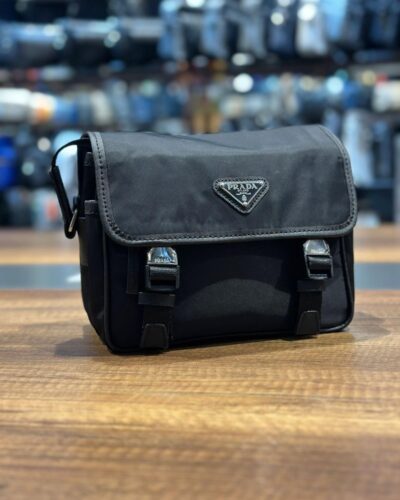Prada Black Re-Nylon And Saffiano Leather Shoulder Bag