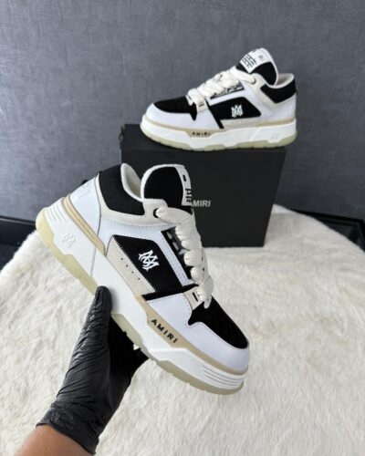 Amiri Sneakers Beige White Black (White Logo)