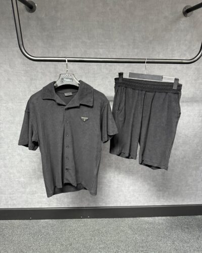 Prada Black Terry Towelling Summer Set
