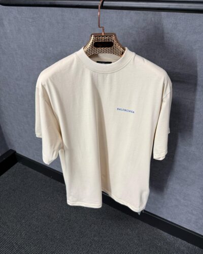 Balenciaga Beige T-Shirt Blue Text