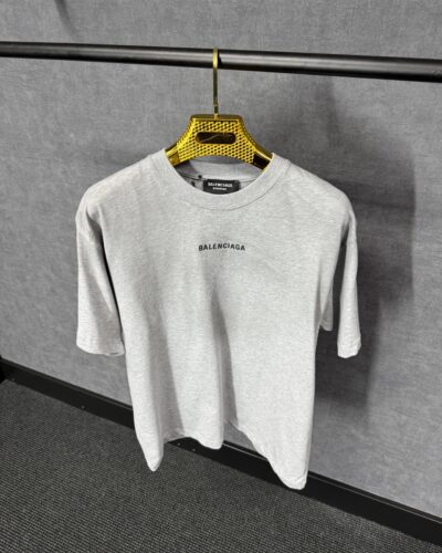 Balenciaga Grey T-Shirt Black Mid Text