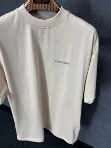 Balenciaga Beige T-Shirt Blue Text - Afbeelding 2