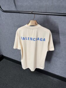 Balenciaga Beige T-Shirt Blue Text - Afbeelding 3