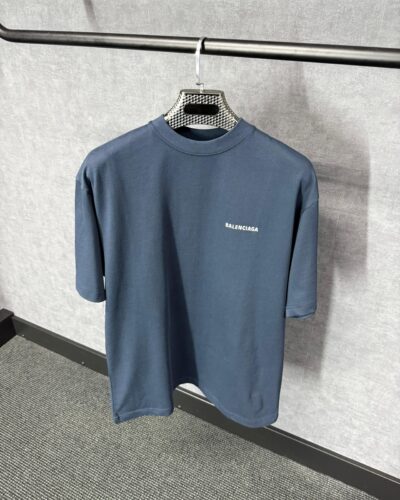 Balenciaga Dark Blue T-Shirt White Text