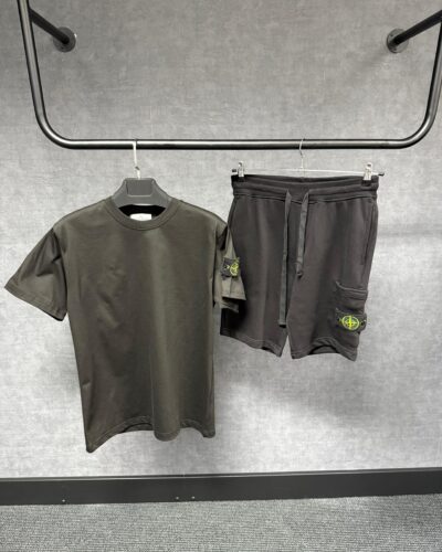Stone Island Black Cotton Summer Set