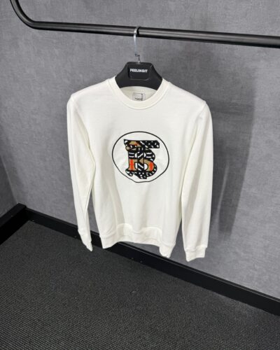 Burberry White Sweater Big Logo
