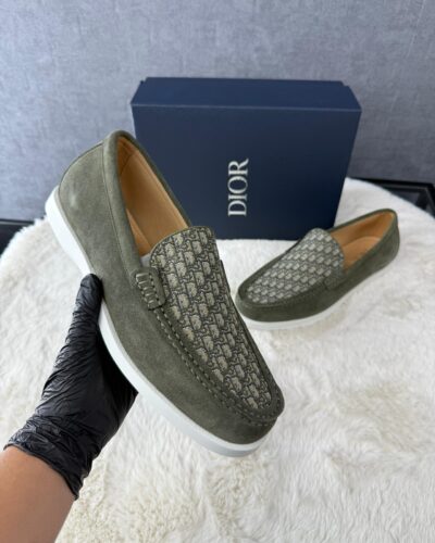 Christian Dior Green Instappers Oblique