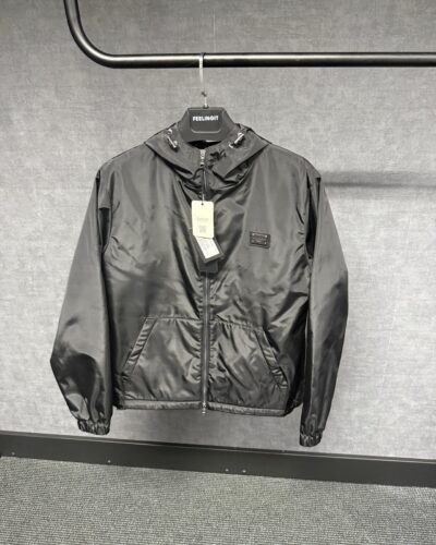Dolce Gabbana Black Technical Hooded Jacket