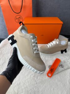 Hermes Bouncing Sneakers Beige, Black Logo