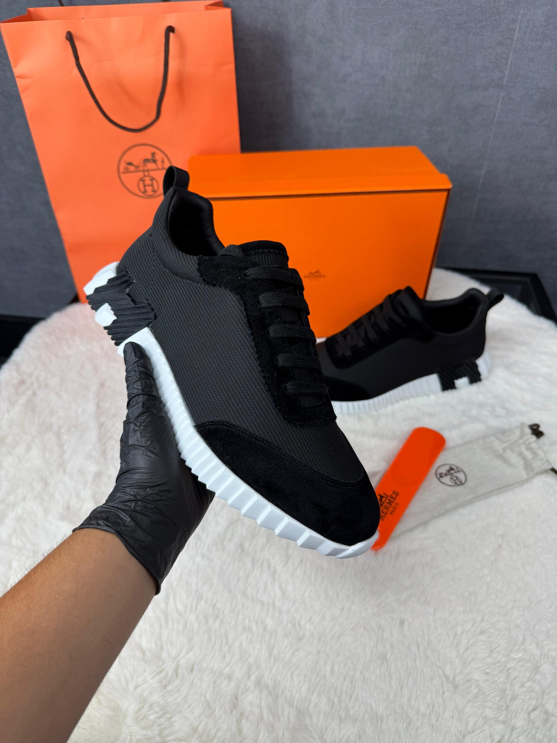 Hermes Bouncing Sneakers Black Ribbels - Afbeelding 1