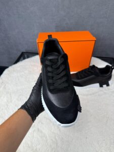 Hermes Bouncing Sneakers Black White Leather - Afbeelding 3