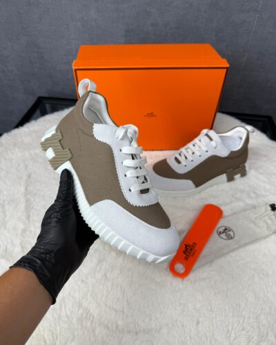 Hermes Bouncing Sneakers Brown White Ribbels #xadv