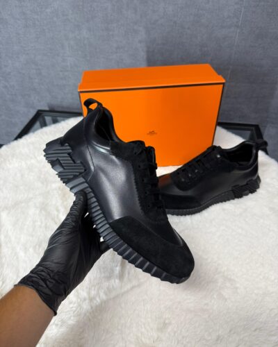 Hermes Bouncing Sneakers Black on Black Leather