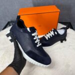 Hermes Bouncing Sneakers Dark Blue, Black Logo