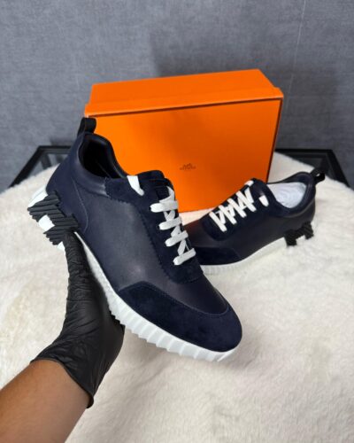 Hermes Bouncing Sneakers Dark Blue, Black Logo