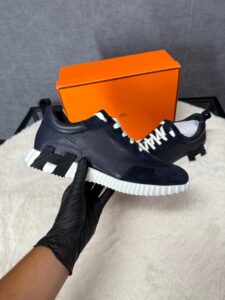 Hermes Bouncing Sneakers Dark Blue, Black Logo - Afbeelding 2