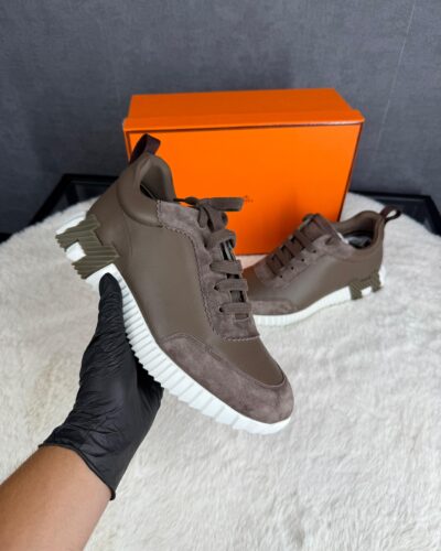 Hermes Bouncing Sneakers Brown Leather