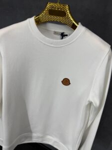 Moncler White Sweater Brown Logo - Afbeelding 2