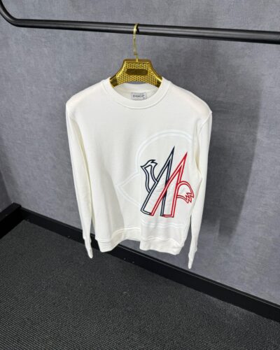 Moncler White Sweater Big Logo