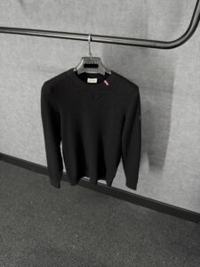 Moncler Brei Stof Black Sweater Black Logo