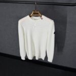 Moncler Brei Stof White Sweater Black Logo