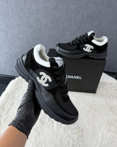 Chanel Sneakers Black (White Logo)