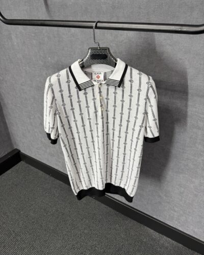 Casablanca White Grey Polo Patroon Logo