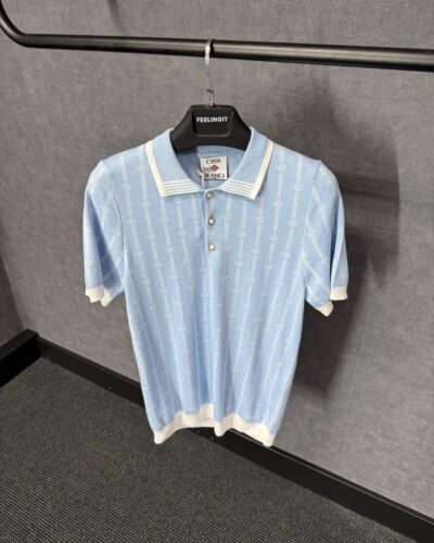 Casablanca Light Blue Polo Patroon Logo