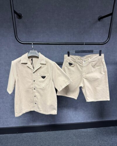 Prada Beige Worn Bull Denim Summer Set