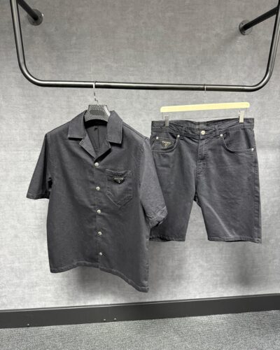 Prada Denim Men's Button Up Summer Set
