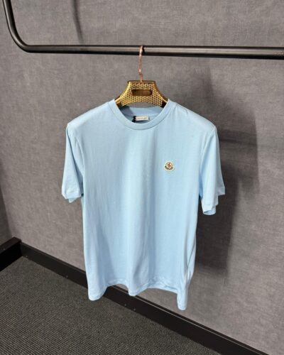 Moncler Light Blue T-Shirt Simpel Logo