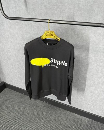 Palm Angels Black Sweater Yellow Grafiti