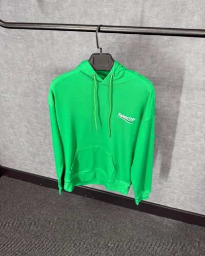 Balenciaga Green Hoody Classic Text Logo