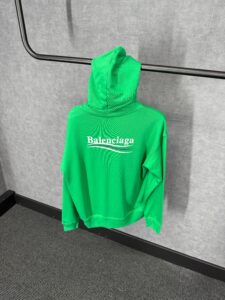 Balenciaga Green Hoody Classic Text Logo - Afbeelding 3
