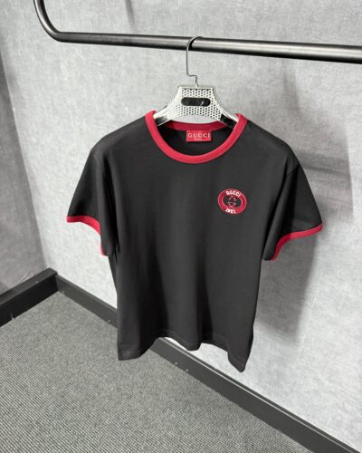 Gucci Zwarte T-Shirt Rode Kraag