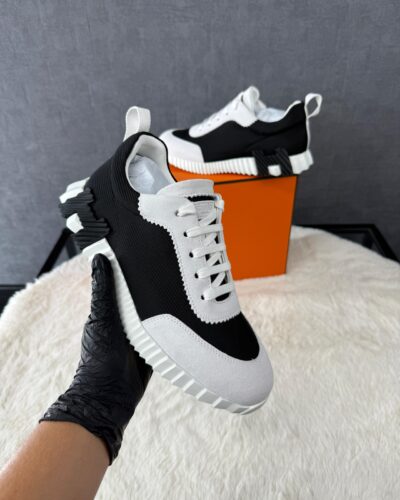 Hermes Bouncing Sneakers, Black White, Black Logo#xadv