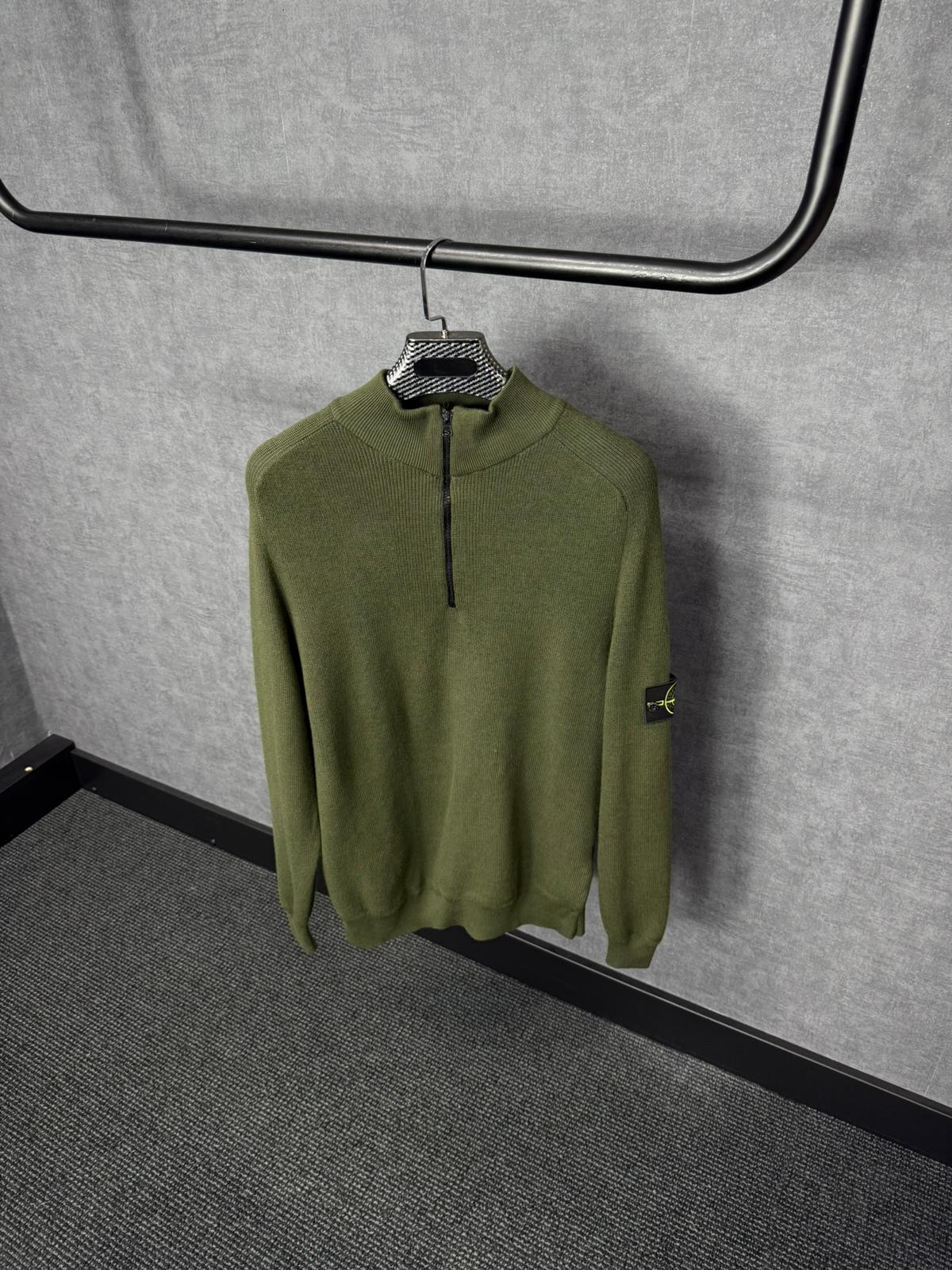 Stone Island Trui, Met Rits Groen - Afbeelding 1