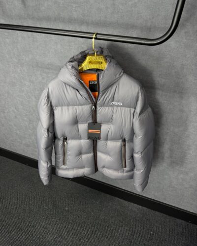 Zegna Ermenegildo Cirruslite Down Hooded Jacket Grey High Quality