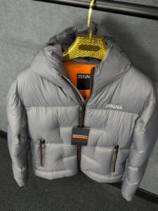 Zegna Ermenegildo Cirruslite Down Hooded Jacket Grey High Quality - Afbeelding 2