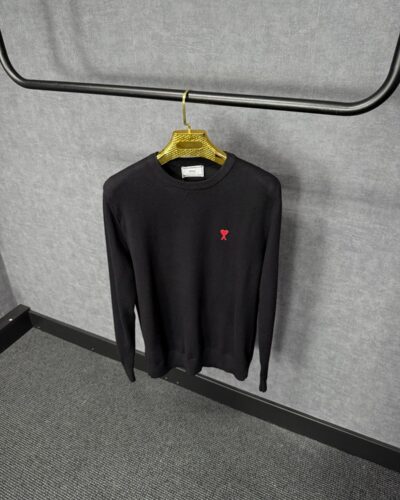 Ami Sweater Zwart Zachte Stof