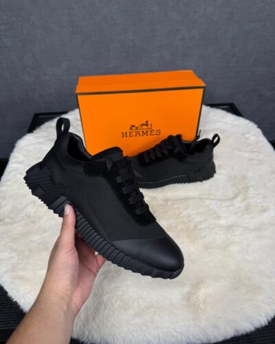 Hermes Bouncing Sneakers Black on Black Leather
