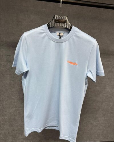 christian dior t_shirt light blue with orange logo