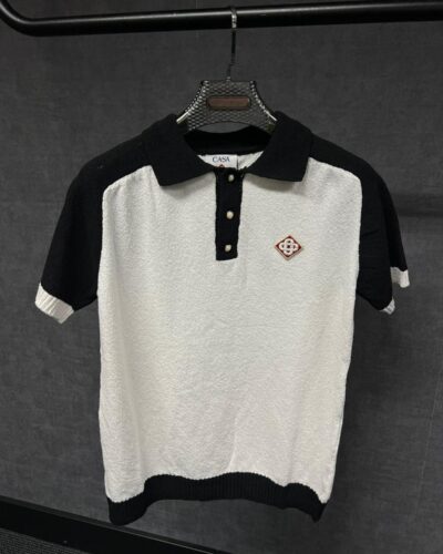 casablanca monogram polo t_shirt black and white