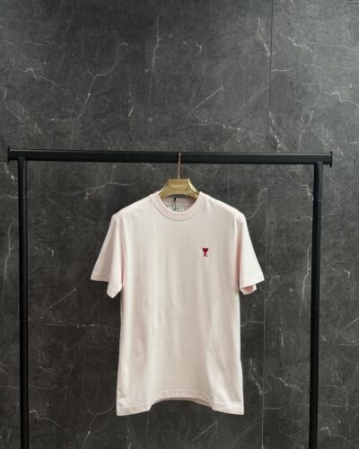 AMI Heart Logo Red T-Shirt Roze