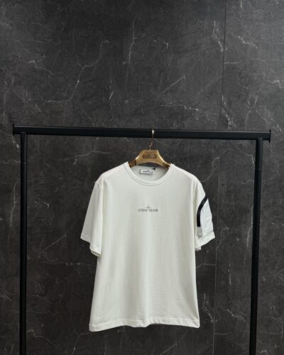 Stone Island Organic Zip Pocket Logo T-Shirt White